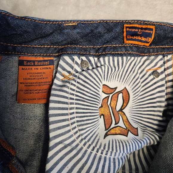 Rock Revival Gwen Capri Women's Raw Hem Flap Pocket Thick Stitch Denim Size 31 - Picture 7 of 11